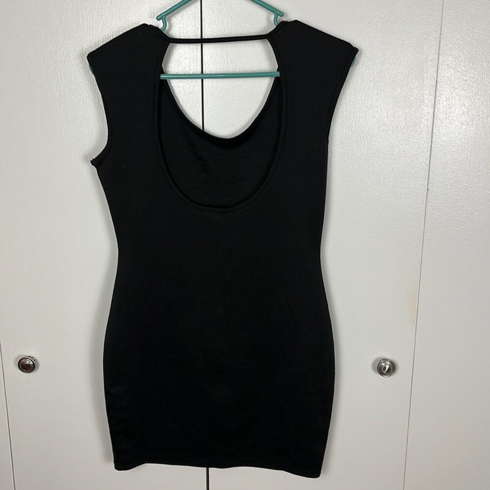Symphony Knit Black Dress with Gold Metallic Dots Size Large Short Sleeveless - Picture 3 of 9
